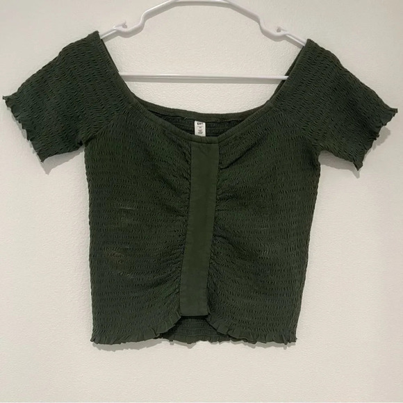 BP ROUCHED Green Top - Picture 1 of 6